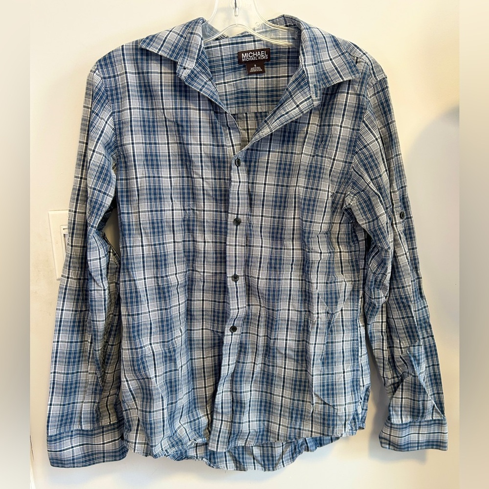 Michael Kors Casual Blue Checkered Shirt